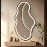 LED Spiegel Asymmetrisch 2 | Touch-Schalter | Neutralweißes Licht - Reyze Seria Salono Model 1 - Vertikal